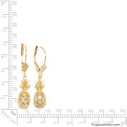 14K Gold Pineapple Leverback Dangle Earrings Hawaii