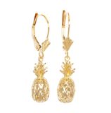 14K Gold Pineapple Leverback Dangle Earrings Hawaii 14K Gold Pineapple Leverback Dangle Earrings Hawaii