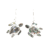 Abalone Sterling Silver Native Tribal Turtle Dangling Earrings Hawaii Abalone Sterling Silver Native Tribal Turtle Dangling Earrings Hawaii