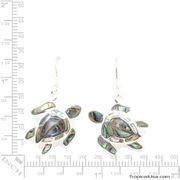 Abalone Sterling Silver Native Tribal Turtle Dangling Earrings Hawaii