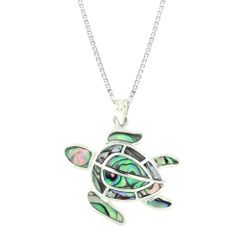 Abalone Sterling Silver Native Tribal Turtle Pendant Hawaii