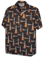 Acoustic Ukulele Men's Aloha Shirts 3974Black