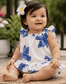Aloha Baby Clothes Plumerias Blue Cabana Set 