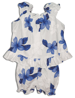 Aloha Baby Clothes Plumerias Blue Cabana Set 