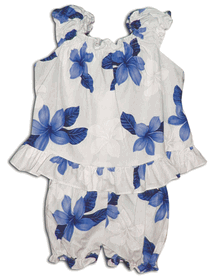 Aloha Baby Clothes Plumerias Blue Cabana Set 