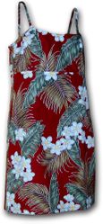 Aloha Dress Royal Palms Spaghetti Maroon (S-L)