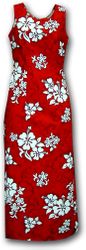 Aloha Dresses White Hibiscus Red Long Tank (XS-L)