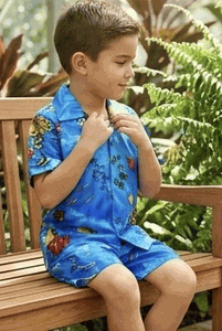 Aloha Fish Blue Boys Cabana Set