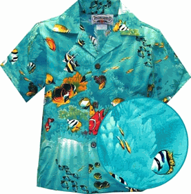 Aloha Fish Boys Turquoise Tropical Shirts Aloha Fish Boys Turquoise Tropical Shirts