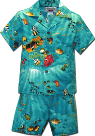 Aloha Fish Turquoise Boys Cabana Set