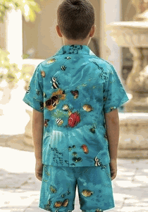 Aloha Fish Turquoise Boys Cabana Set