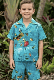 Aloha Fish Turquoise Boys Cabana Set