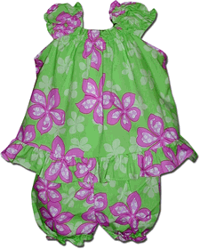 Aloha Hibiscus Baby Girl Dress Set 3539Green