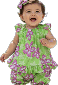 Aloha Hibiscus Baby Girl Dress Set 3539Green