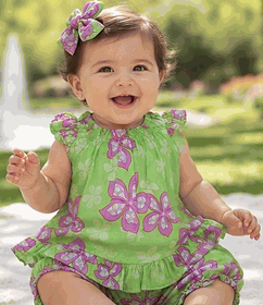 Aloha Hibiscus Baby Girl Dress Set 3539Green