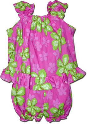 Aloha Hibiscus Baby Girl Dress Set 3539Pink