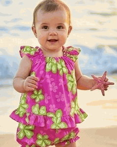 Aloha Hibiscus Baby Girl Dress Set 3539Pink