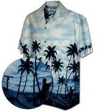 Aloha Shirt Beach Moonlighting Blue