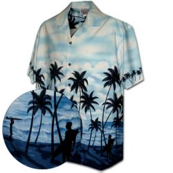 Aloha Shirt Beach Moonlighting Blue