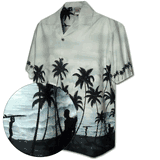 Aloha Shirt Beach Moonlighting Grey