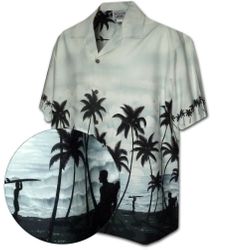 Aloha Shirt Beach Moonlighting Grey