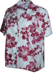 Aloha Shirt Tie Dye Hibiscus Rasberry