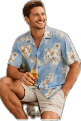Aloha Shirts (Blue) Men's Tropical Luau