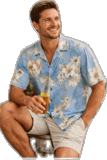 Aloha Shirts (Blue) Men's Tropical Luau