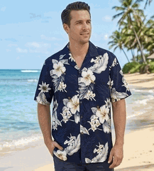 Aloha Shirts (Navy) Men's Tropical Luau