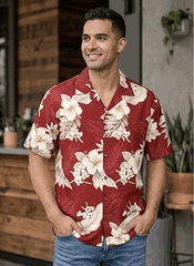 Aloha Shirts (Red) Men's Tropical Luau