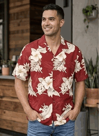 Aloha Shirts (Red) Men's Tropical Luau