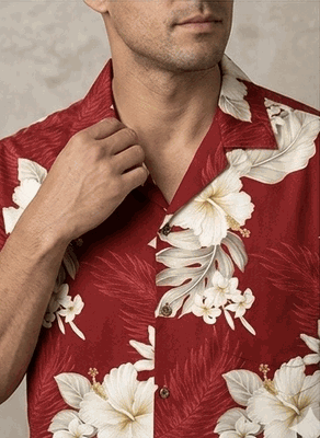 Aloha Shirts (Red) Men's Tropical Luau