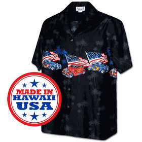 American Flag Hotrods Men's Car Shirt 3942Black