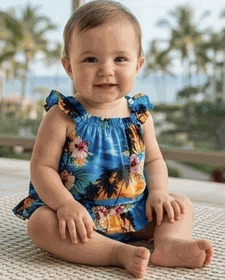Baby Girls Hawaiian Outfit Waikiki Sunset Blue