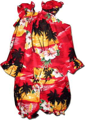 Baby Girls Hawaiian Outfit Waikiki Sunset Red