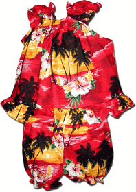 Baby Girls Hawaiian Outfit Waikiki Sunset Red