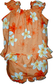 Baby Orange Hawaiian Outfit White Plumeria 