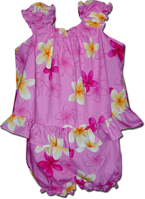 Baby Pink Hawaiian Outfit White Plumeria 