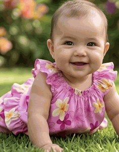 Baby Pink Hawaiian Outfit White Plumeria 