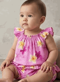 Baby Pink Hawaiian Outfit White Plumeria 