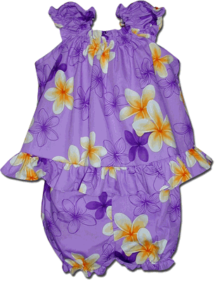 Baby Purple Hawaiian Outfit White Plumeria 