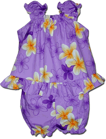 Baby Purple Hawaiian Outfit White Plumeria 