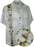 Bahama Hibiscus Panel Hawaiian Shirts Cream
