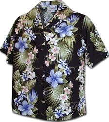Bahama Tropical Womens Aloha Shirt Black Bahama Tropical Womens Aloha Shirt Black