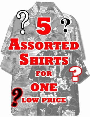 Bargain Men's Hawaiian Shirts Assorted 5 Pieces