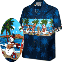 Beach Snowmen Tropical Holiday Shirt for Men 3958-Navy