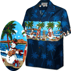 Beach Snowmen Tropical Holiday Shirt for Men 3958-Navy