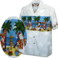 Beach Snowmen Tropical Holiday Shirt for Men 3958-White