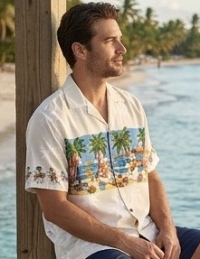 Beach Snowmen Tropical Holiday Shirt for Men 3958-White