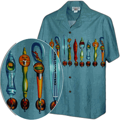 Beer Taps Pacific Legend Men's Camp Shirts 3986Blue